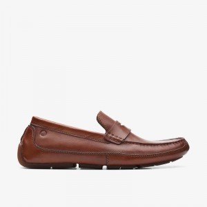 Dark Tan Leather Clarks Markman Way | CLKS-84347