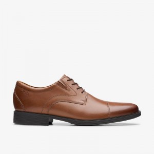 Dark Tan Leather Clarks Whiddon Cap | CLKS-84407