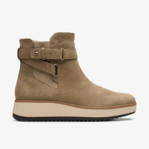 Dark Taupe Suede Clarks Zylah Faye | CLKS-85461