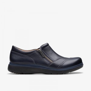 Navy Leather Clarks Certina Pure | CLKS-85310