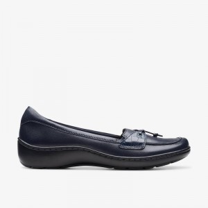 Navy Leather Clarks Cora Haley | CLKS-85287