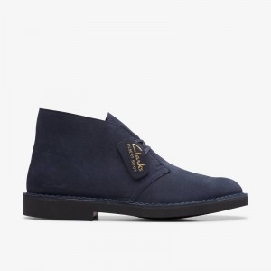 Navy Suede Clarks Desert Boot Evo | CLKS-84371