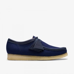 Navy Wool Clarks Wallabee | CLKS-84510