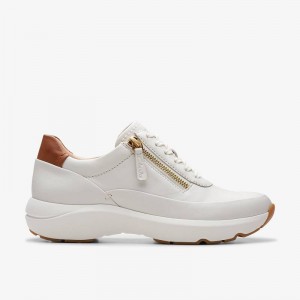 Off White Leather Clarks Tivoli Zip | CLKS-85154