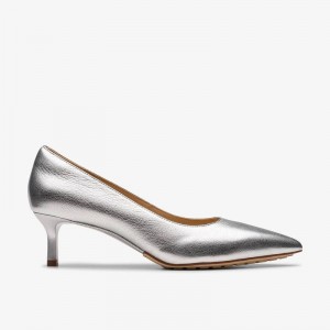 Silver Leather Clarks Adela Court | CLKS-85229