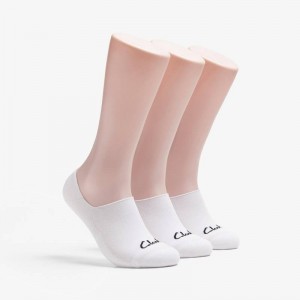 White Clarks 3 pack Solid Liner Sock | CLKS-84173