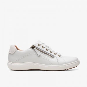 White Leather Clarks Nalle Lace | CLKS-85141