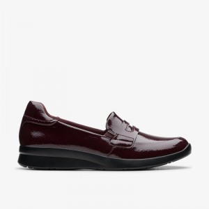 Wine Crinkle Patent Clarks Ellowyn Penny | CLKS-85432