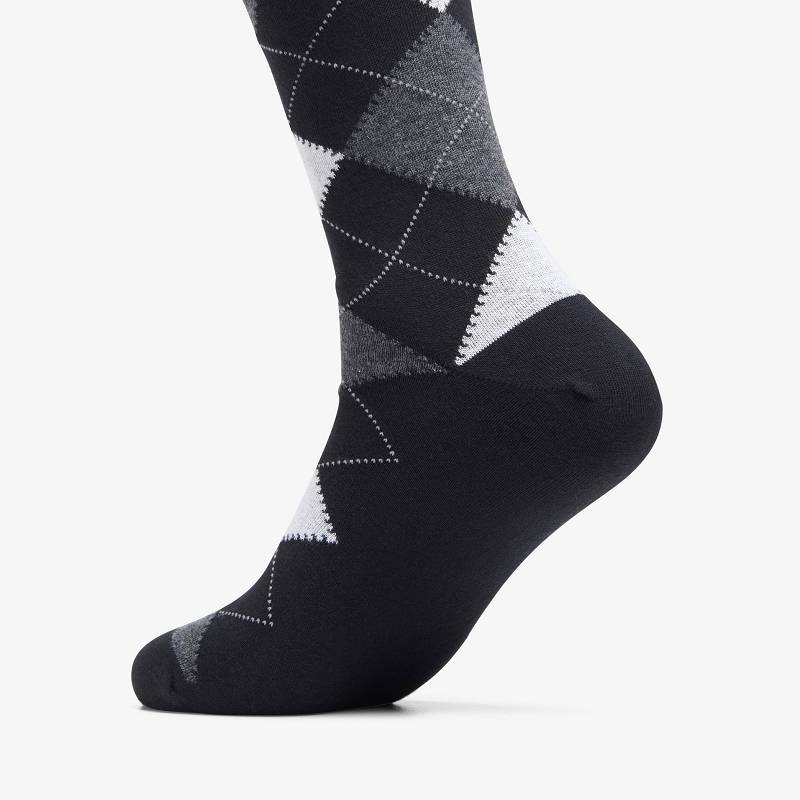 Black/White Clarks Mens Argyle Sock | CLKS-84185