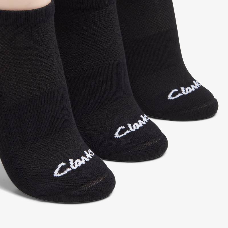 Black Clarks 3 Pack Solid Athletic Sock | CLKS-84638