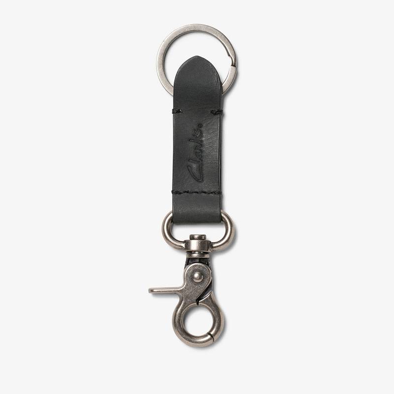 Black Clarks Oiled Leather Key Fob | CLKS-84142