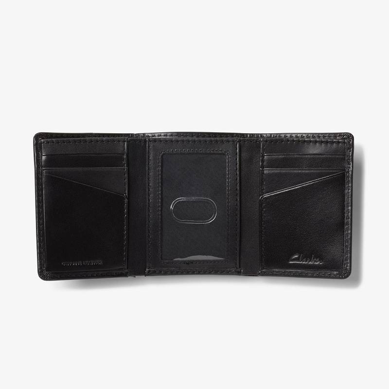 Black Clarks Shine Trifold Wallet | CLKS-84164