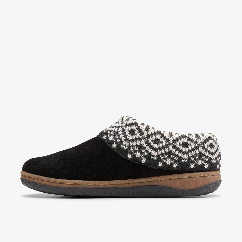 Black Clarks Willowdean Sweater Slippers | CLKS-84670