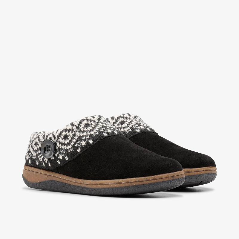 Black Clarks Willowdean Sweater Slippers | CLKS-84670