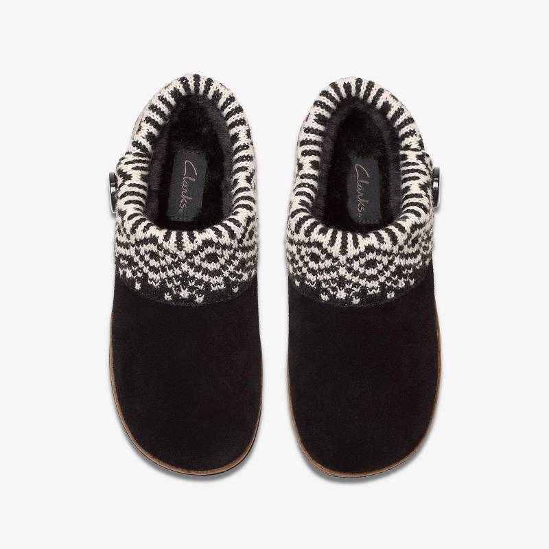 Black Clarks Willowdean Sweater Slippers | CLKS-84670