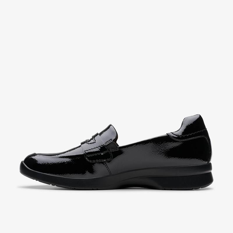 Black Crinkle Patent Clarks Ellowyn Penny | CLKS-84986