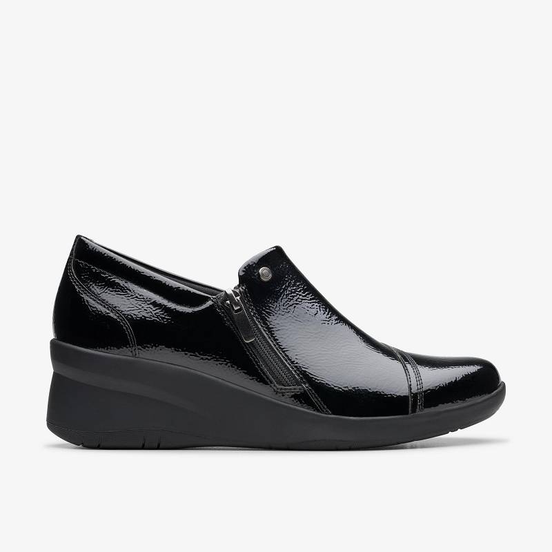 Black Crinkle Patent Clarks Suttyn Zip | CLKS-84726