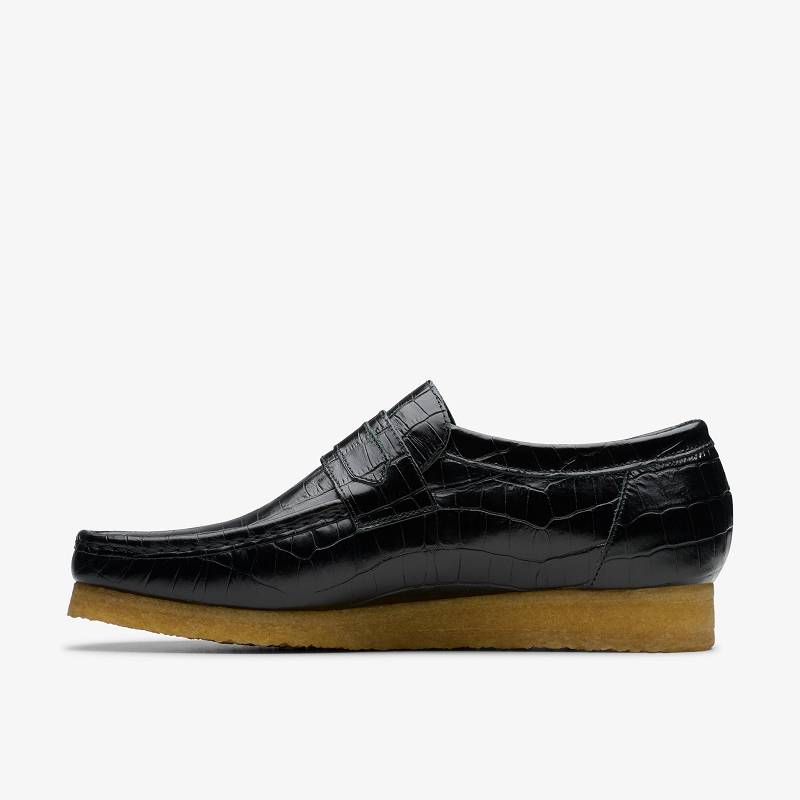 Black Crocodile Clarks Wallabee Loafer | CLKS-84506