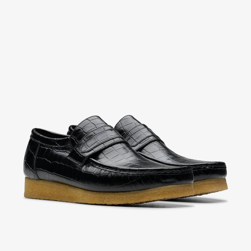 Black Crocodile Clarks Wallabee Loafer | CLKS-84506