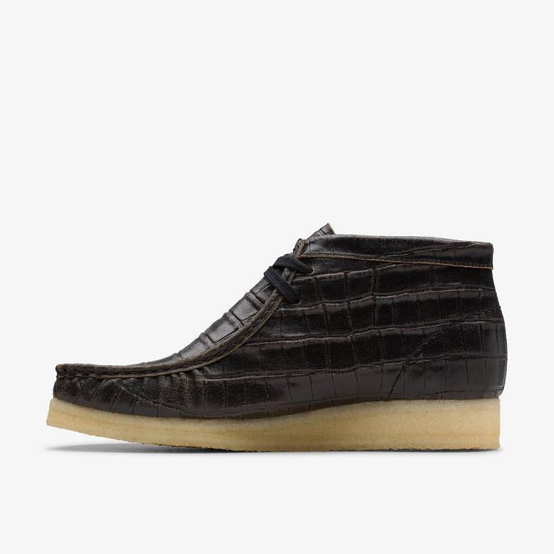 Black Crocodile Distress Clarks Wallabee Boot | CLKS-85554