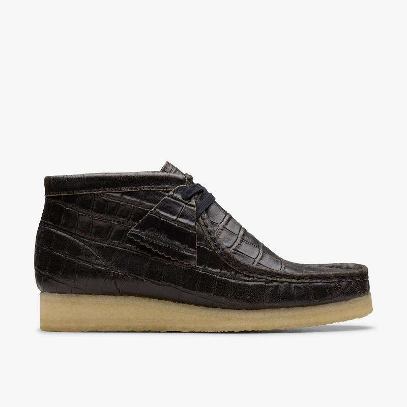 Black Crocodile Distress Clarks Wallabee Boot | CLKS-85554