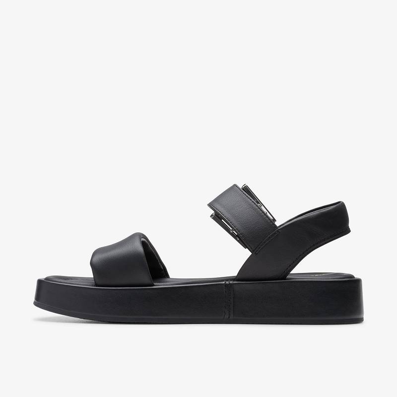 Black Leather Clarks ALDA STRAP | CLKS-84946