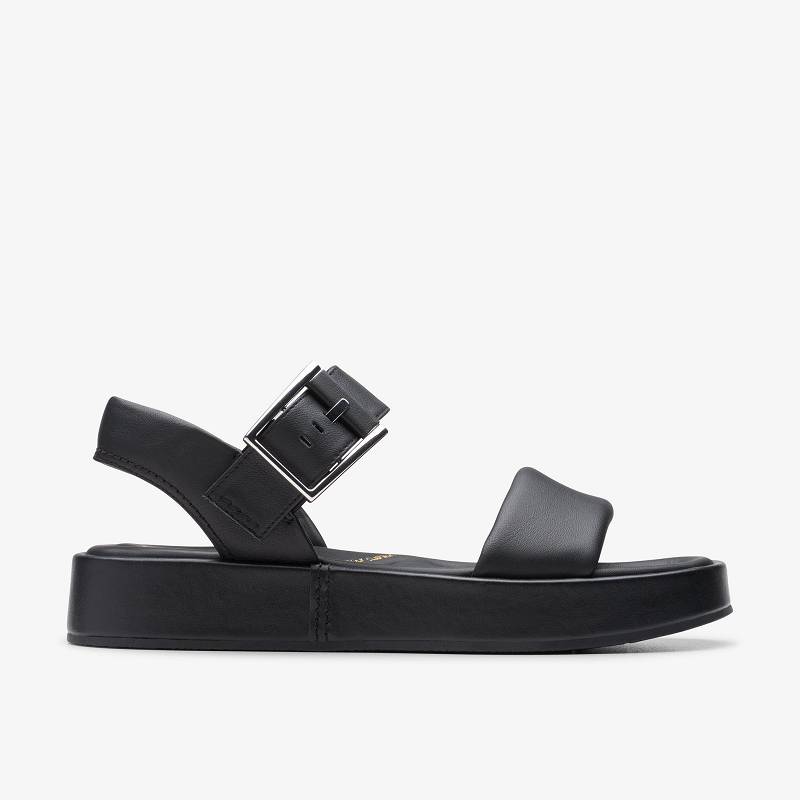 Black Leather Clarks ALDA STRAP | CLKS-84946