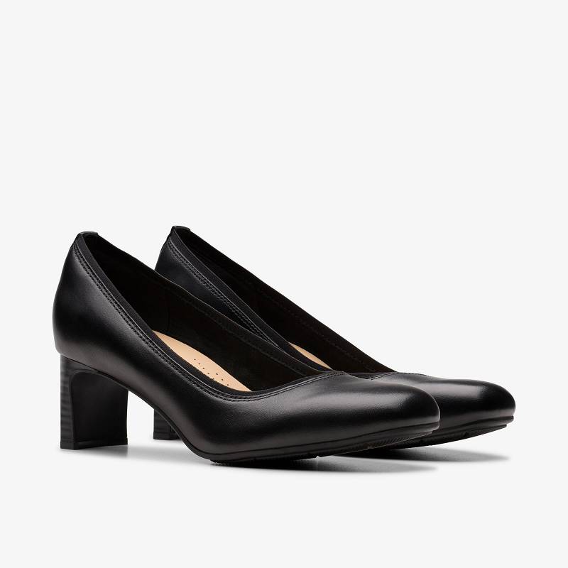 Black Leather Clarks Anelise Nora | CLKS-85048