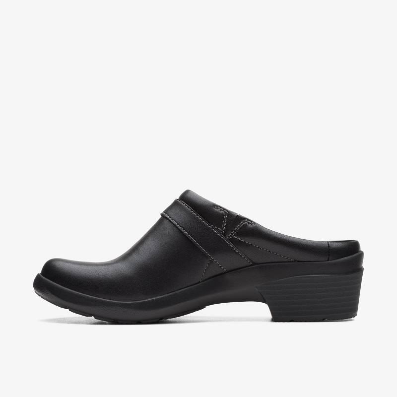 Black Leather Clarks Angie Mist | CLKS-84760