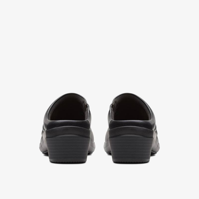 Black Leather Clarks Angie Mist | CLKS-84760