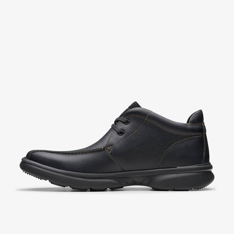 Black Leather Clarks Bradley Up | CLKS-84587