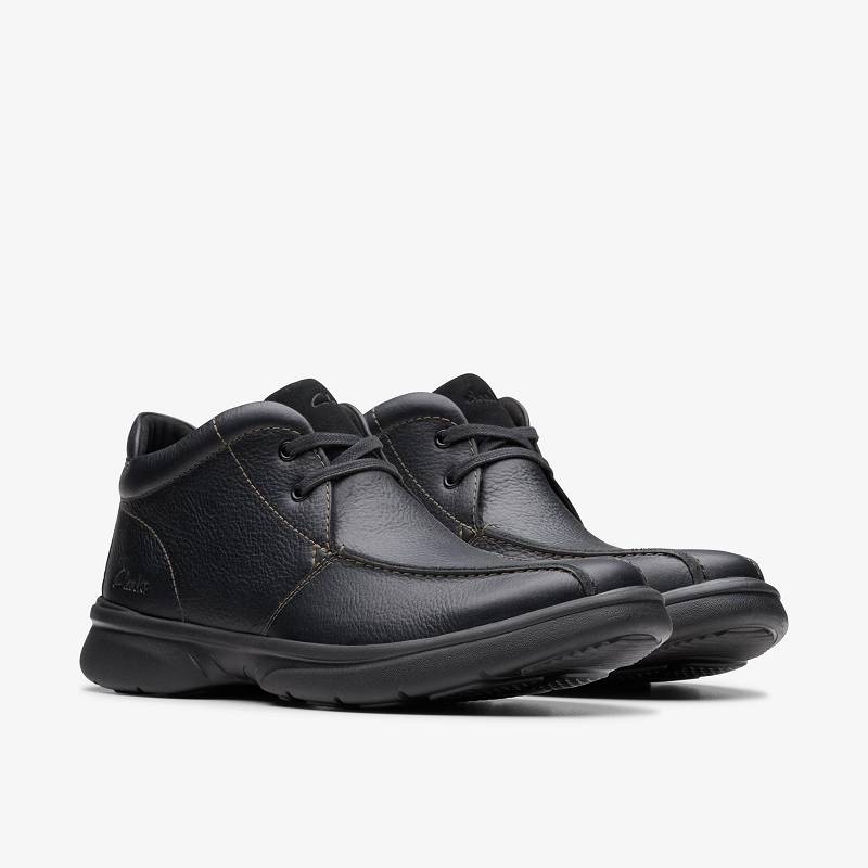 Black Leather Clarks Bradley Up | CLKS-84587