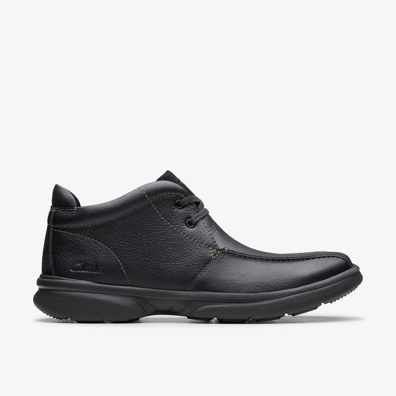 Black Leather Clarks Bradley Up | CLKS-84587