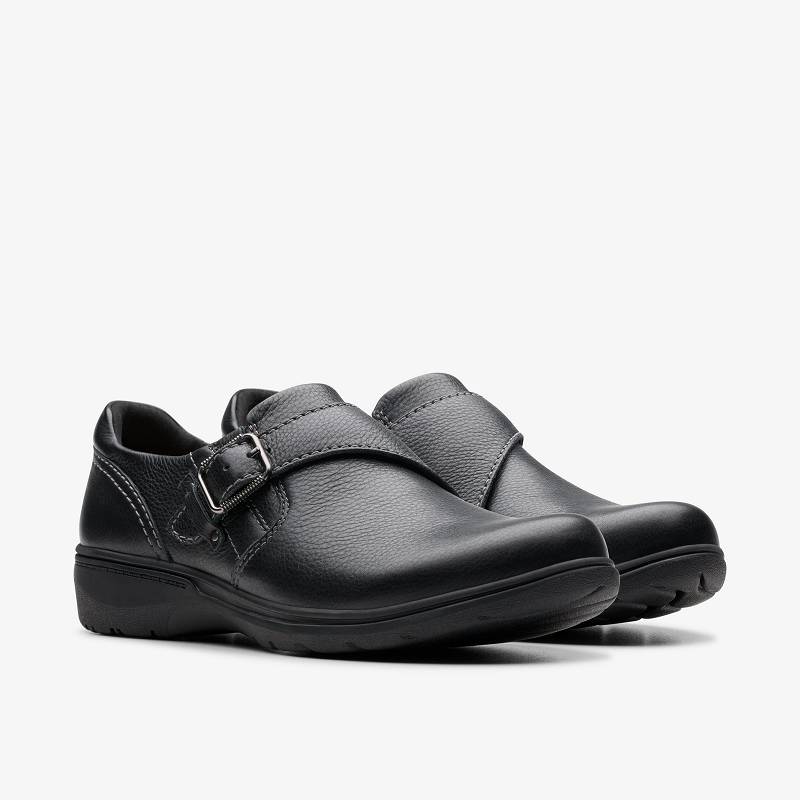 Black Leather Clarks Carleigh Jazz | CLKS-85344