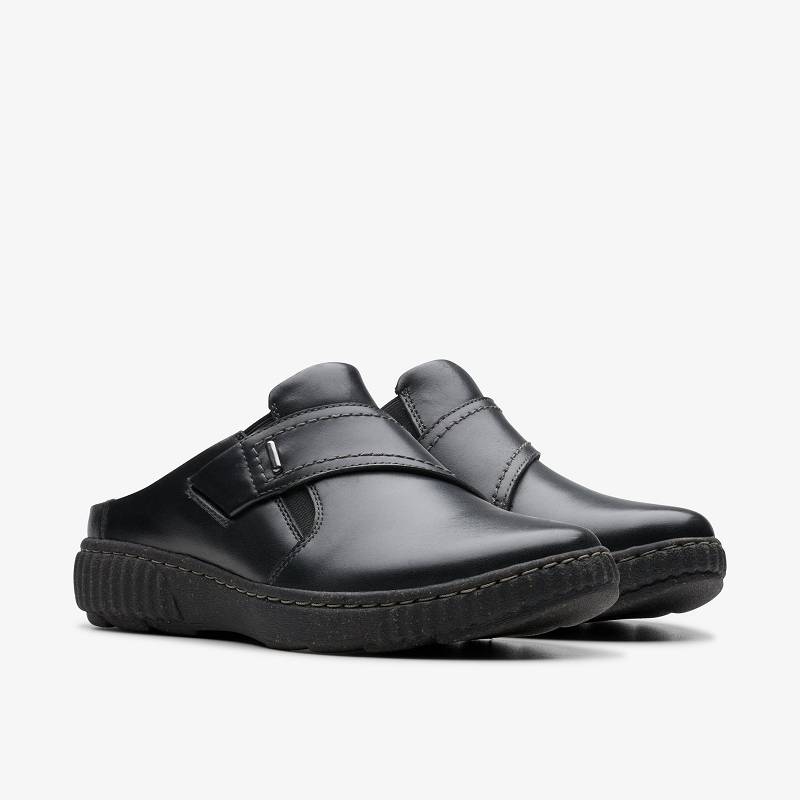 Black Leather Clarks Caroline Bay | CLKS-84848