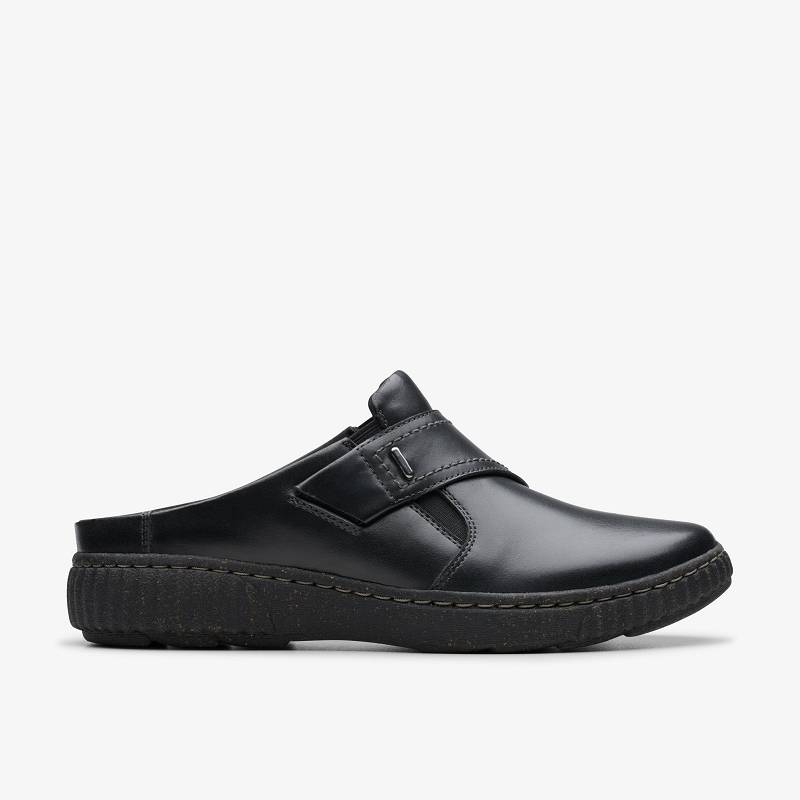 Black Leather Clarks Caroline Bay | CLKS-84848