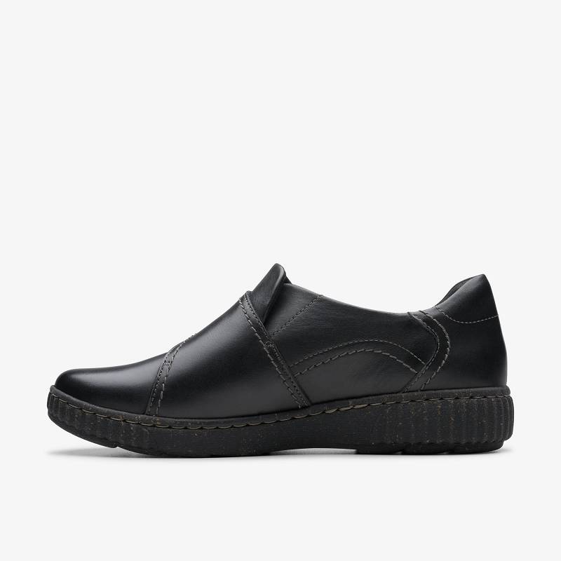 Black Leather Clarks Caroline Dalia | CLKS-85308