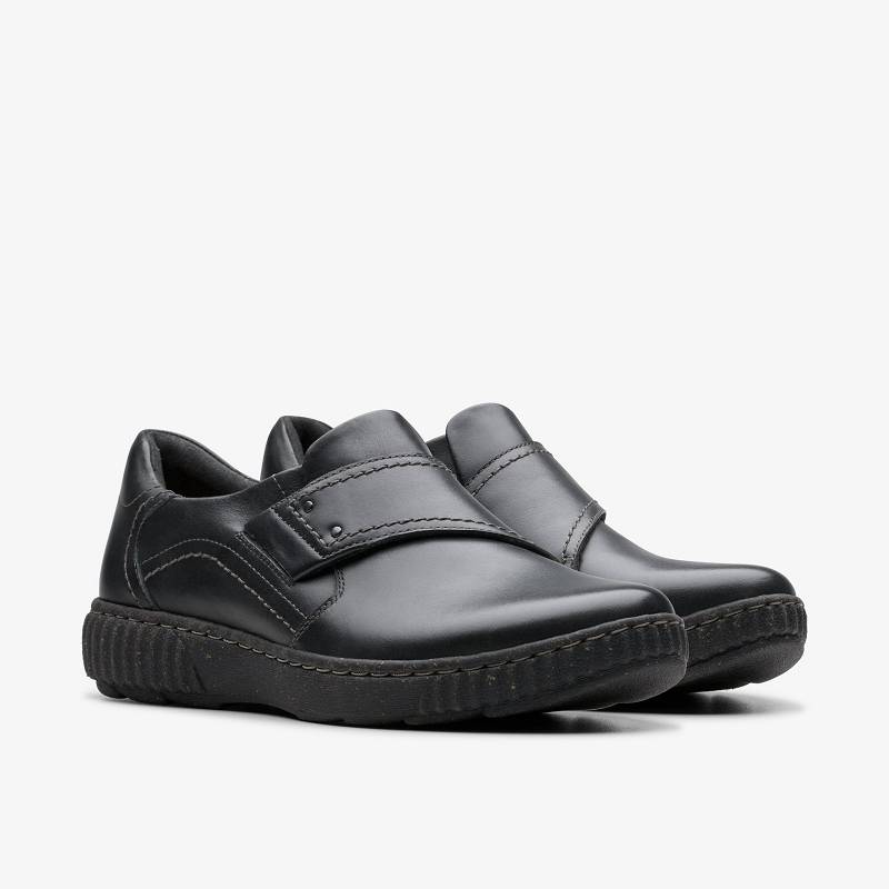 Black Leather Clarks Caroline Dalia | CLKS-85308