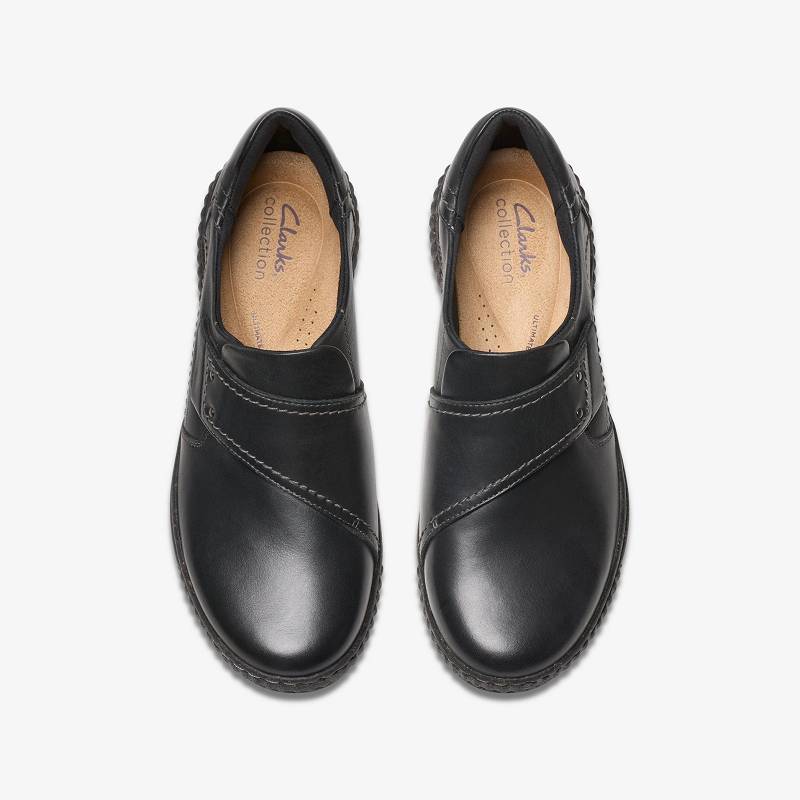 Black Leather Clarks Caroline Dalia | CLKS-84787