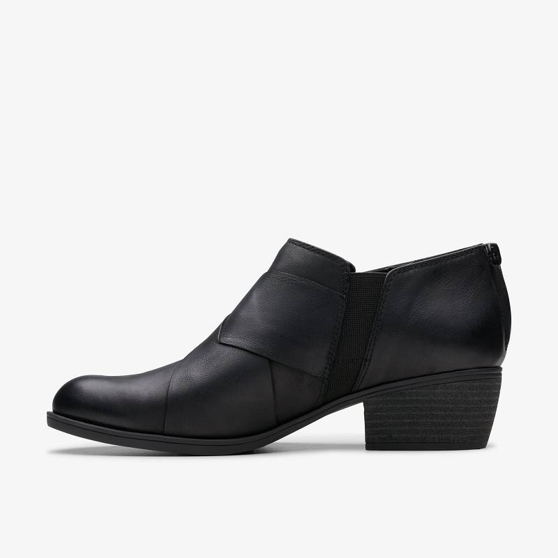 Black Leather Clarks Charlten Gema | CLKS-85592