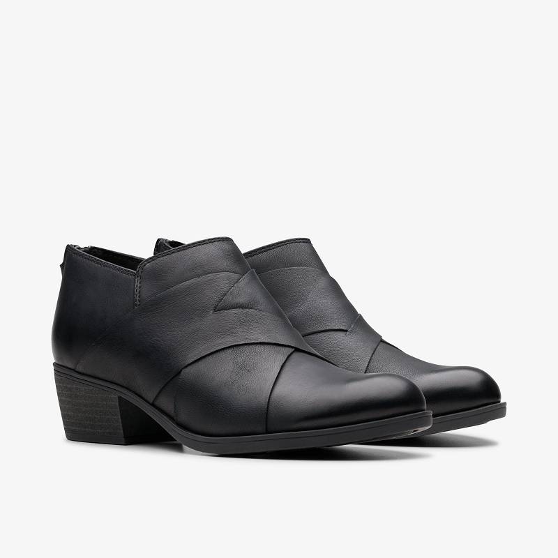 Black Leather Clarks Charlten Gema | CLKS-85592