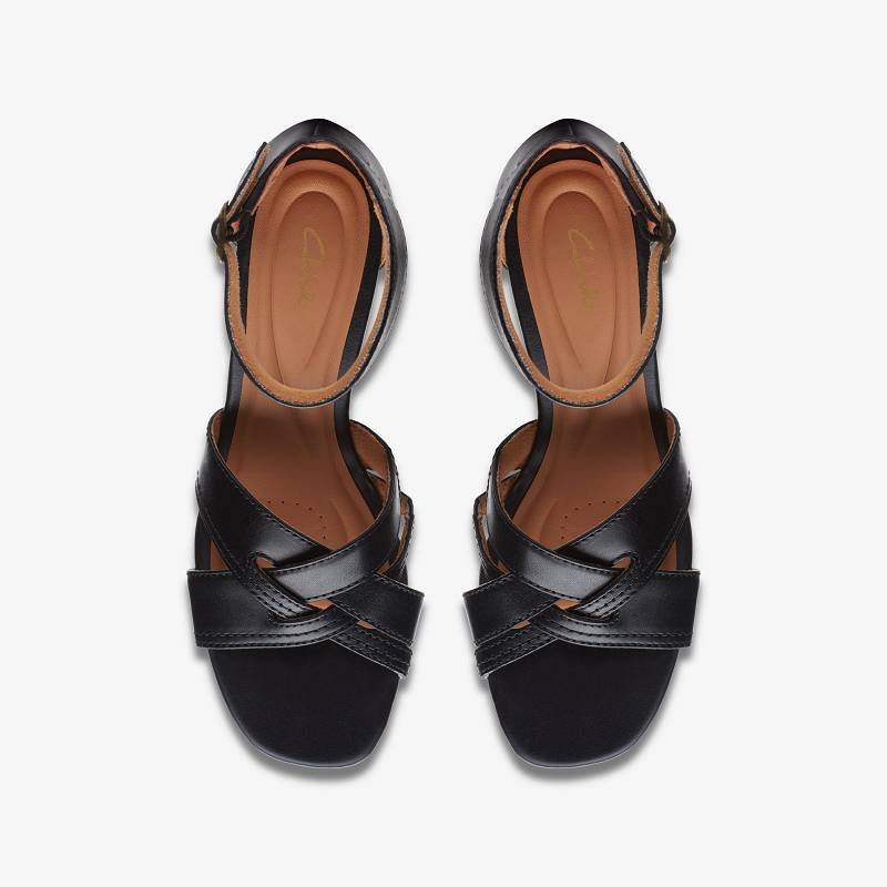 Black Leather Clarks Cielo Charm | CLKS-84978