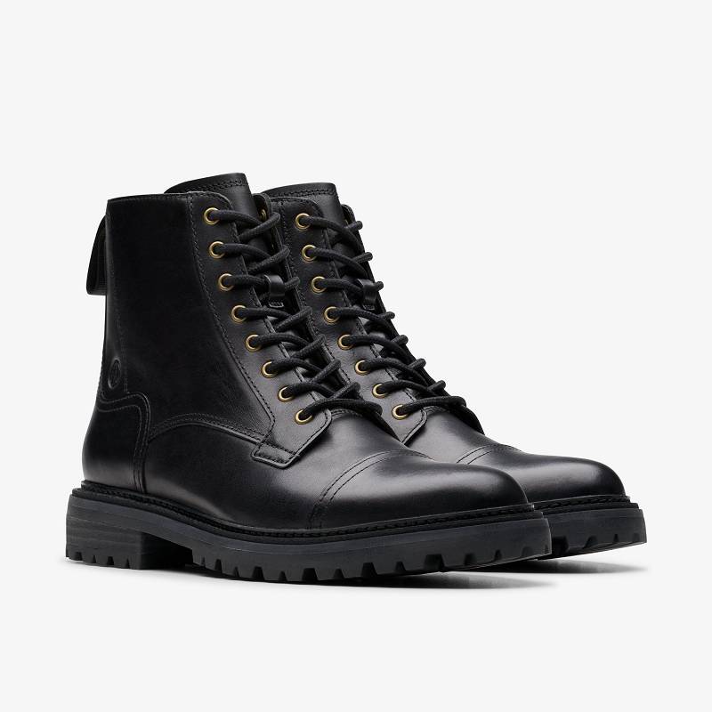 Black Leather Clarks Clarkridge Hi | CLKS-84554