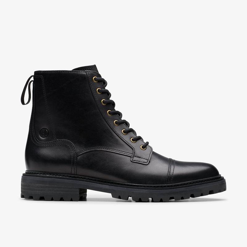 Black Leather Clarks Clarkridge Hi | CLKS-84554