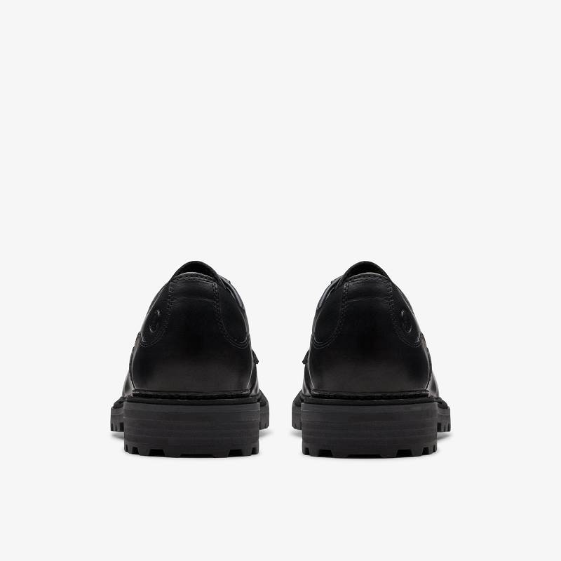 Black Leather Clarks Clarkridge Lo | CLKS-84422