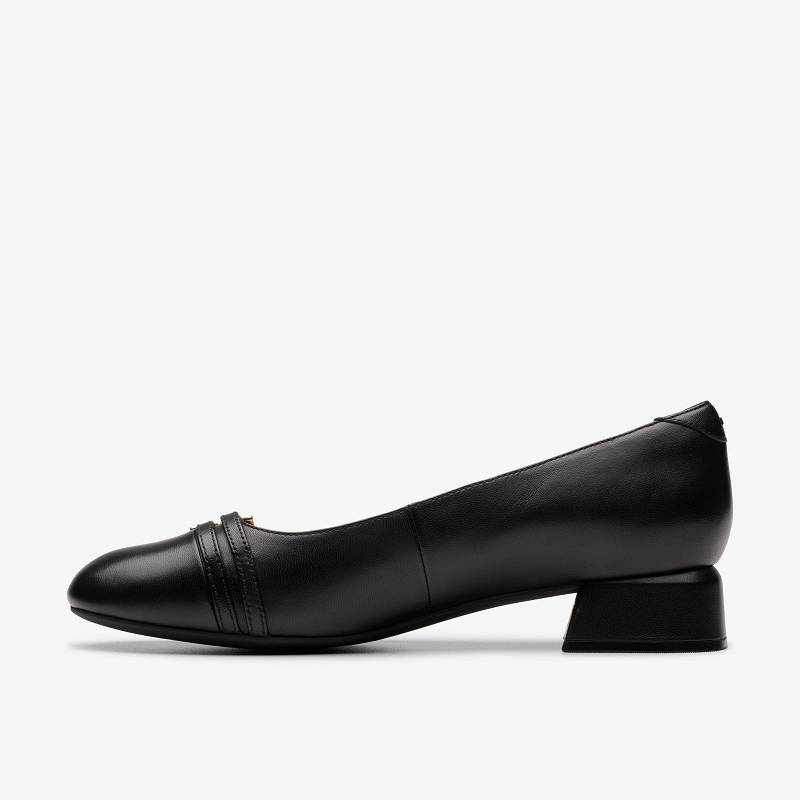 Black Leather Clarks Daiss 30 Court | CLKS-85213