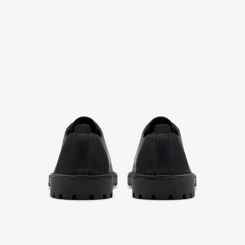 Black Leather Clarks Desert Rock Lo | CLKS-84337