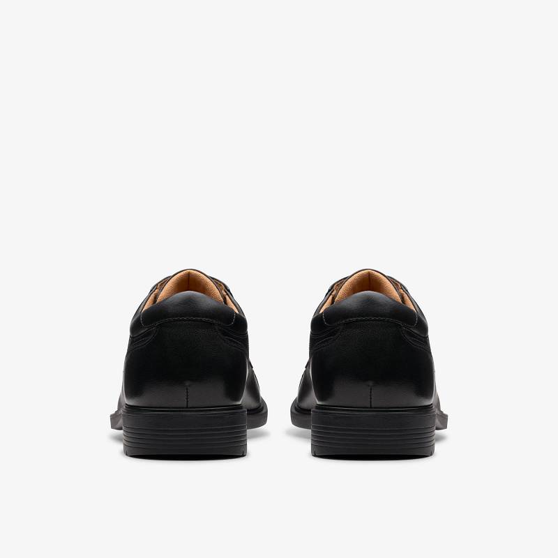 Black Leather Clarks Eldredge Cap | CLKS-84430