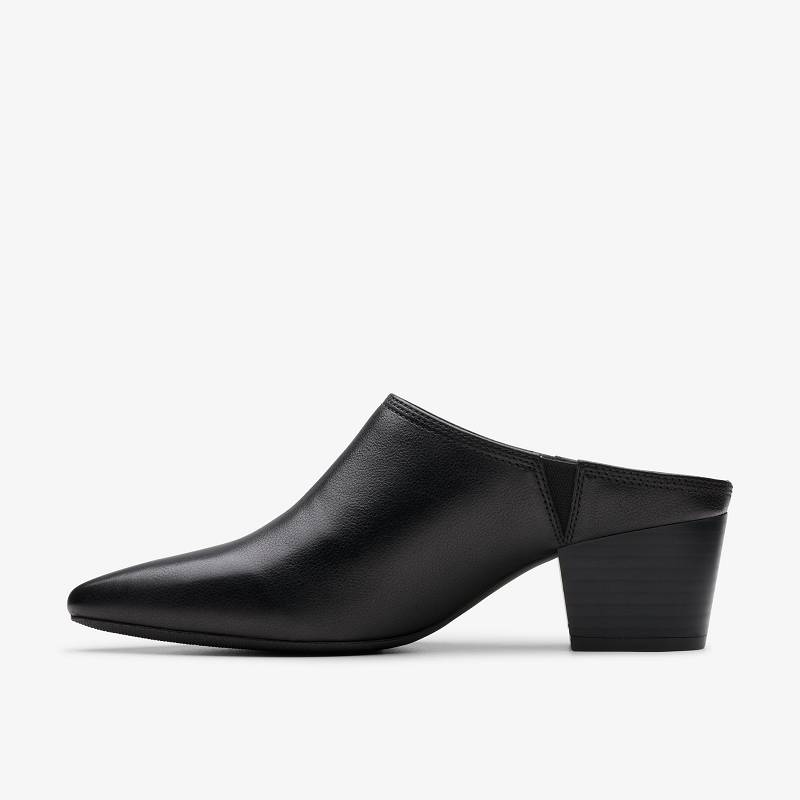 Black Leather Clarks Ellanie Pace | CLKS-85249