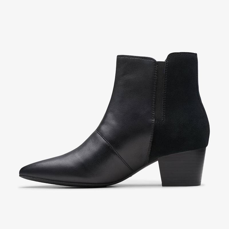 Black Leather Clarks Ellanie Vibe | CLKS-85463